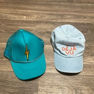 Teal Lightning Bolt Cap and Gray Déjà Vu Hat